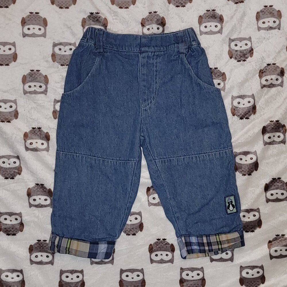 $1 | 6-9m | Plaid-Cuffed Jeans